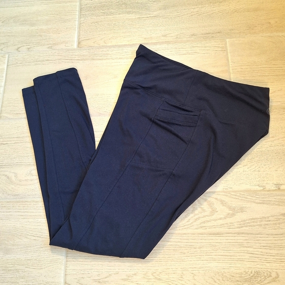 Talbots Tech Stretch Slash Pocket Navy Blue High Waist Leggings - Size Medium - Picture 4 of 16